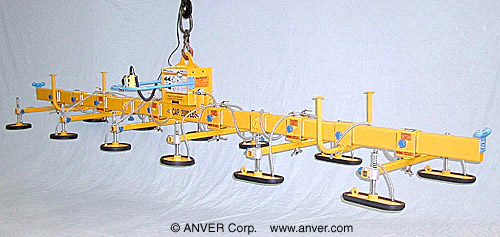 ANVER Twelve Pad Electric Powered Vacuum Lifter with Special Foam Pads for Handling Windmill Blades, 20 ft x 6 ft (6.1 m x 1.8 m) up to 2000 lb (907 kg)